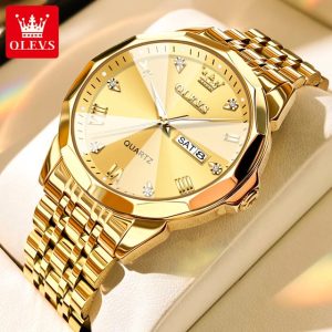 OLEVS 9931 Original Quartz Design Watch for Men Golden Dial