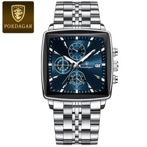 POEDAGAR 866 Luxury Square Chronograph Men's Watch (2 Year Warranty)