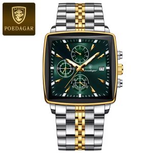 POEDAGAR 866 Luxury Square Chronograph Men's Watch (2 Year Warranty)