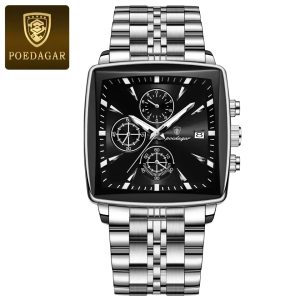 POEDAGAR 866 Luxury Square Chronograph Men's Watch (2 Year Warranty)