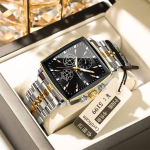 POEDAGAR 866 Luxury Square Chronograph Men's Watch (2 Year Warranty)
