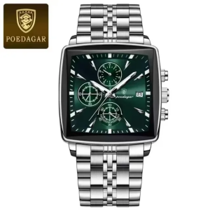POEDAGAR 866 Luxury Square Chronograph Men's Watch (2 Year Warranty)