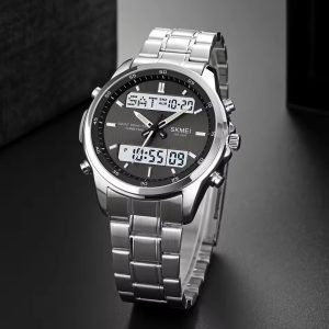 SKMEI 2049 Dual Time Silver Black Multifunctional Men’s Premium Watch