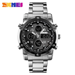 SKMEI 1389 Dual Time Silver Black Multifunctional Men’s Premium Watch