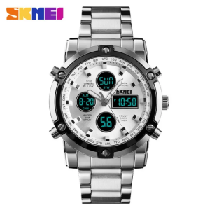 SKMEI 1389 Dual Time Silver White Multifunctional Men’s Premium Watch