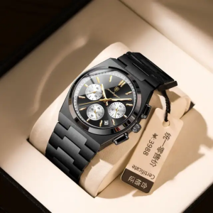 POEDAGAR 970 Luxury Fashion Chronograph Men's Watch - Full Black