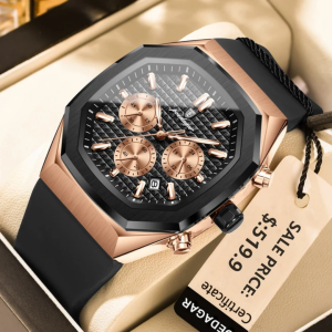POEDAGAR 893 Luxury Square Chronograph Men's Quartz Watch