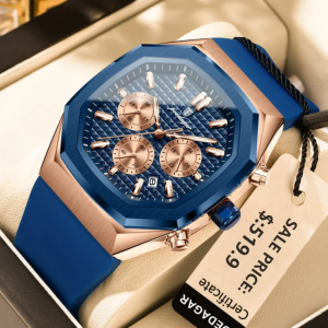 POEDAGAR 893 Luxury Square Chronograph Men's Quartz Watch