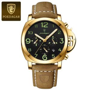 POEDAGAR 859 Luxury Sports Chronograph Men's Watch - Golden & Black