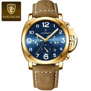 POEDAGAR 859 Luxury Sports Chronograph Men's Watch - Golden & Blue