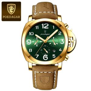 POEDAGAR 859 Luxury Sports Chronograph Men's Watch - Golden & Green