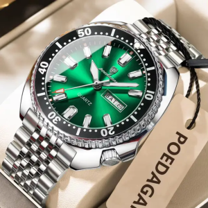 POEDAGAR 682 Luxury Fashion Men's Quartz Watch - Silver Green