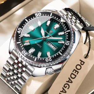 POEDAGAR 682 Luxury Fashion Men's Quartz Watch - Silver MintBlue