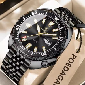 POEDAGAR 682 Luxury Fashion Men's Quartz Watch - Full Black
