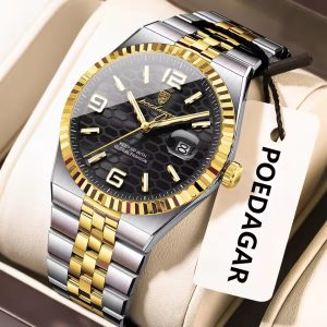 POEDAGAR 839 Luxury Fashion Men's Quartz Watch - Silver Gold Black