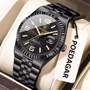 POEDAGAR 839 Luxury Fashion Men's Quartz Watch - Full Black