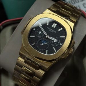 Patek Philippe Nautilus Gold Tone Black Dial – Moonphase Calendar Automatic