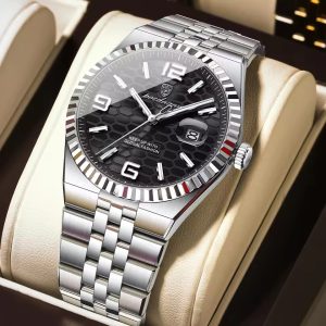 POEDAGAR 839 Luxury Fashion Men's Quartz Watch - Silver Black