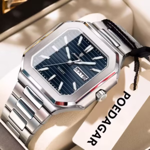 POEDAGAR 672 Luxury Square Fashion Men's Quartz Watch - Silver Blue