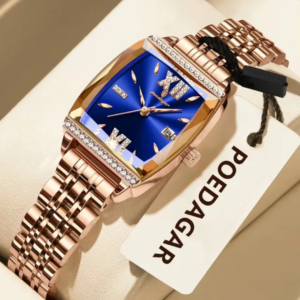 POEDAGAR 795 Luxury Quality Women’s Quartz Watch – RoseGold Blue
