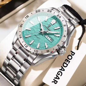 POEDAGAR 683 Luxury Fashion Men's Quartz Watch - Silver MintBlue