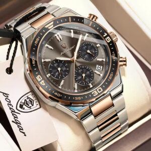 POEDAGAR 697 Luxury Fashion Chronograph Men's Watch – RoseGold Black