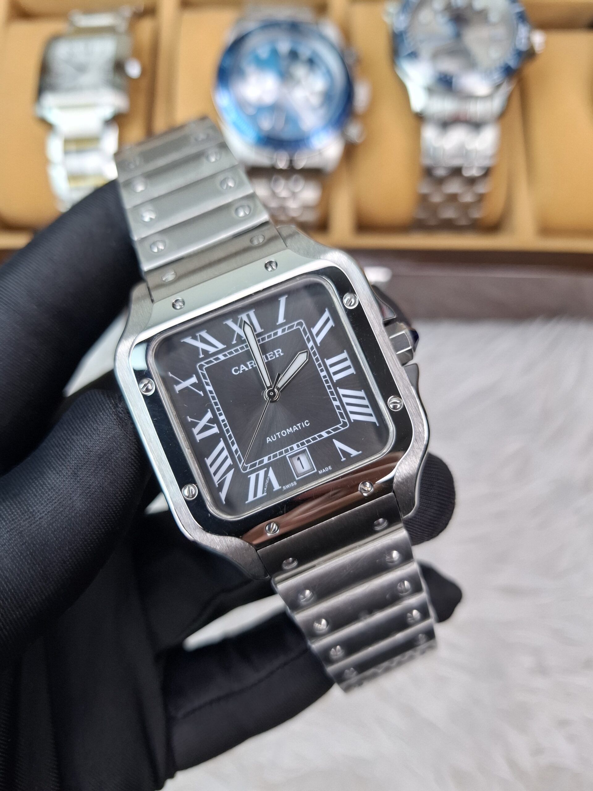Cartier Santos Black Dial 42mm – Men's Watch Automatic Movement - Image 6
