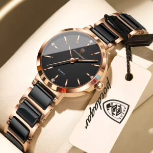 POEDAGAR 505 Luxury Quality Women’s Quartz Watch – RoseGold Black