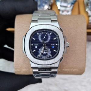 Patek Philippe Nautilus Travel Time Chronograph Stainless Steel Blue Dial