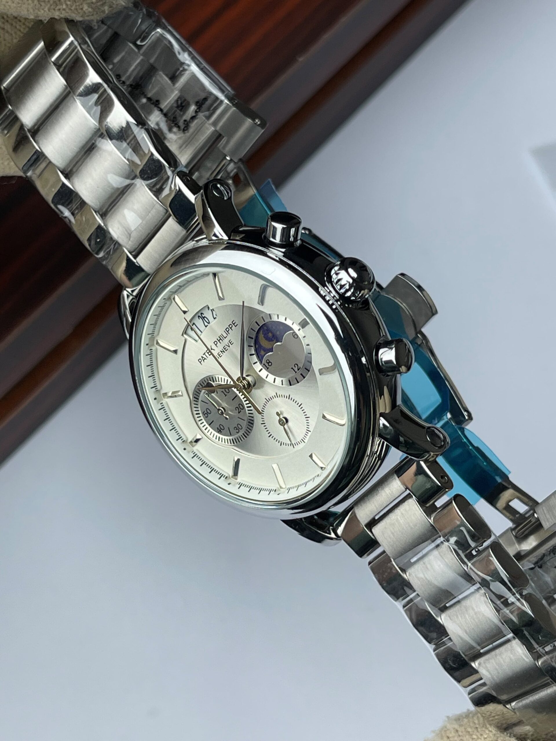 Patek Philippe Premium Quality Chronograph Quartz Watch for Men – Silver White - Image 3