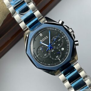 Hugo Boss Premium Quality Chronograph Quartz Watch for Men – Silver Blue Black