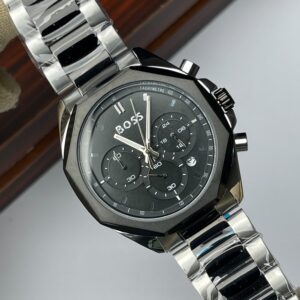 Hugo Boss Premium Quality Chronograph Quartz Watch for Men – Silver Black