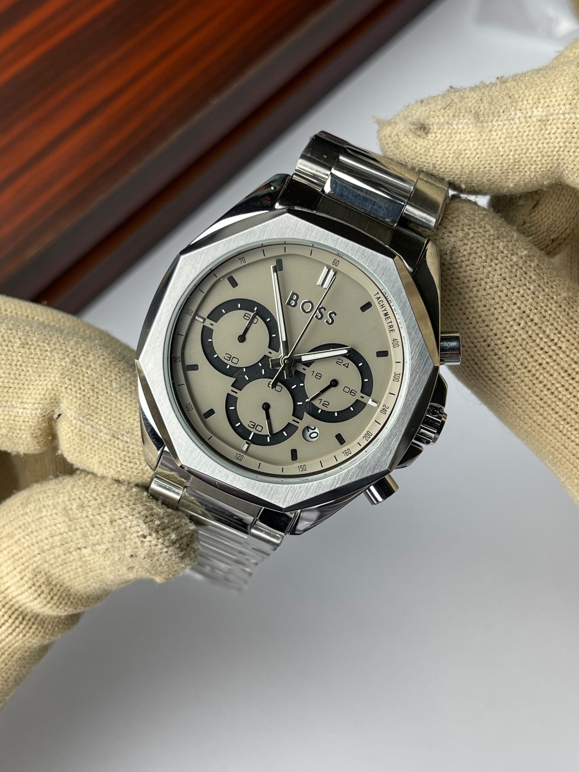Hugo Boss Premium Quality Chronograph Quartz Watch for Men – Silver Grey - Image 3