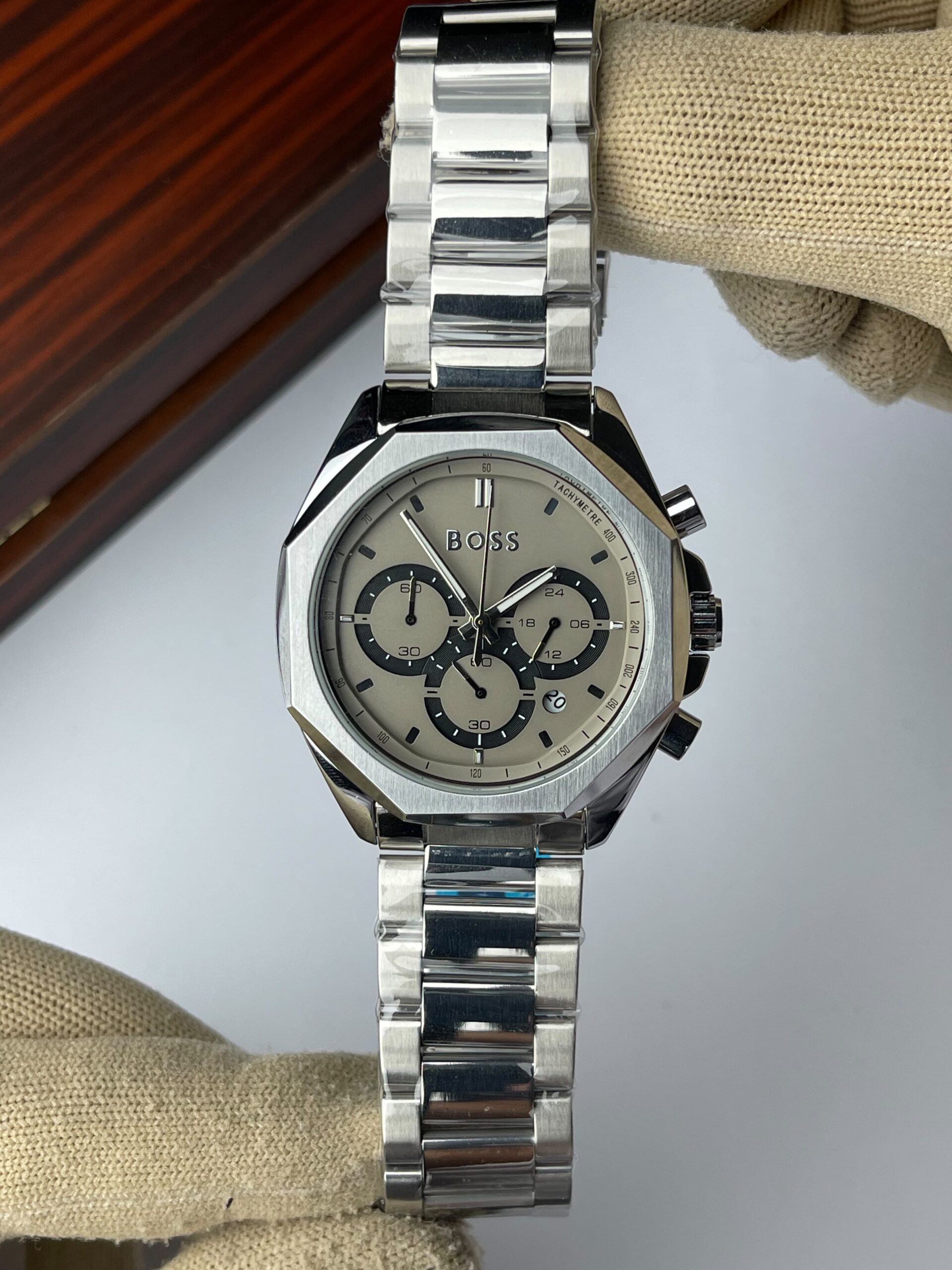 Hugo Boss Premium Quality Chronograph Quartz Watch for Men – Silver Grey - Image 2