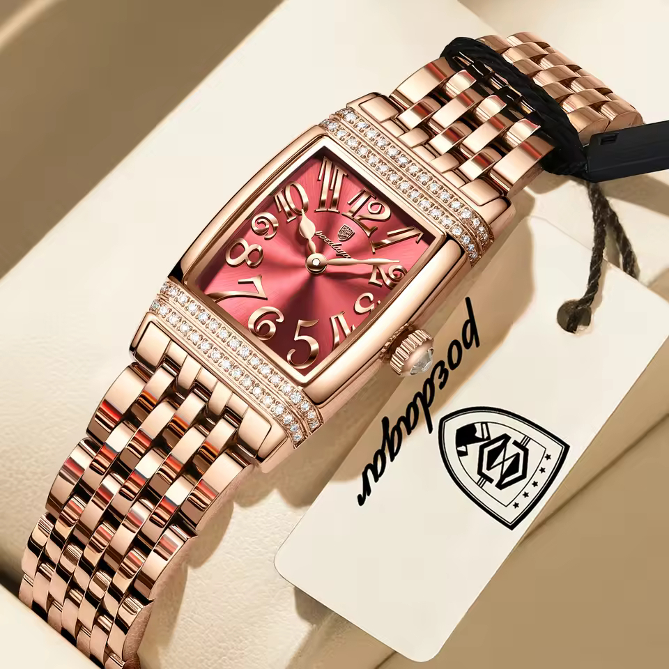 POEDAGAR 799 High Quality Women’s Quartz Watch – RoseGold Red