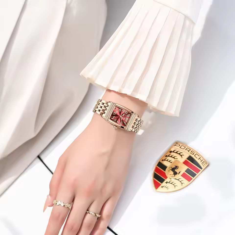 POEDAGAR 799 High Quality Women’s Quartz Watch – RoseGold Red - Image 2