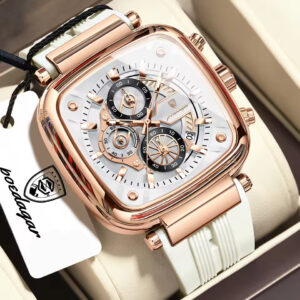 POEDAGAR 849 Men's Luxury Chronograph Quartz Sports Watch – RoseGold White