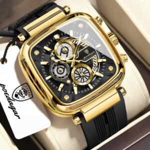 POEDAGAR 849 Men's Luxury Chronograph Quartz Sports Watch – Gold Black