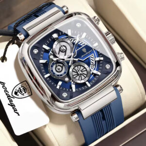 POEDAGAR 849 Men's Luxury Chronograph Quartz Sports Watch – Silver Blue